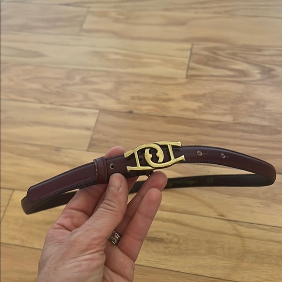 Etienne Aigner Accessories - Etienne Aigner Burgundy Belt with Gold Buckle